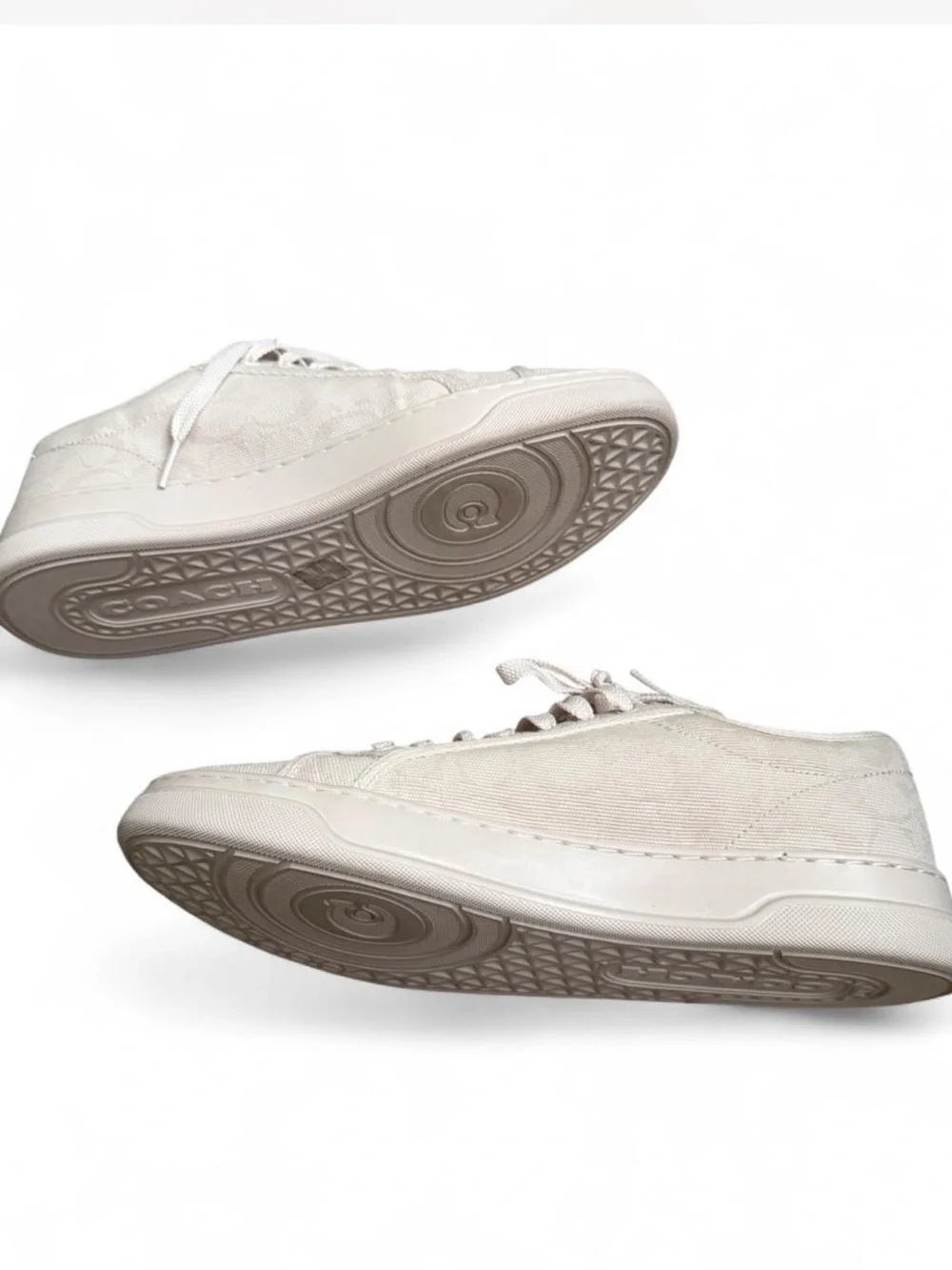 COACH Women's Light Beige Canvas Sneakers